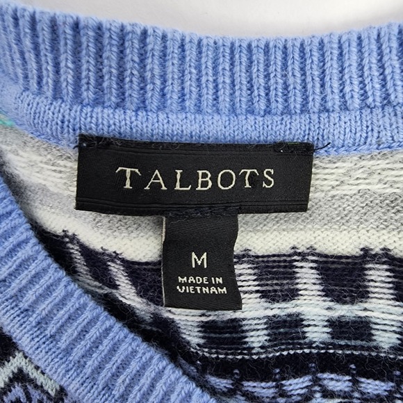 Talbots Sweater Women's Medium Fair Isle Nylon Lambswool Pastel Multicolor - Picture 5 of 6